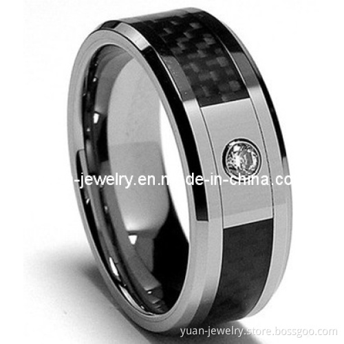 Men's Tungsten Carbide CZ Comfort Fit Wedding Band